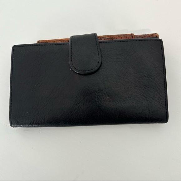 Vintage Brighton Leather Wallet with Brown Crocodile Embossed Flap Silver Buckle - Picture 2 of 10